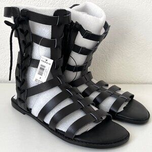 New Torrid Black Cage Laceup Gladiator Sandal - Size 8WW